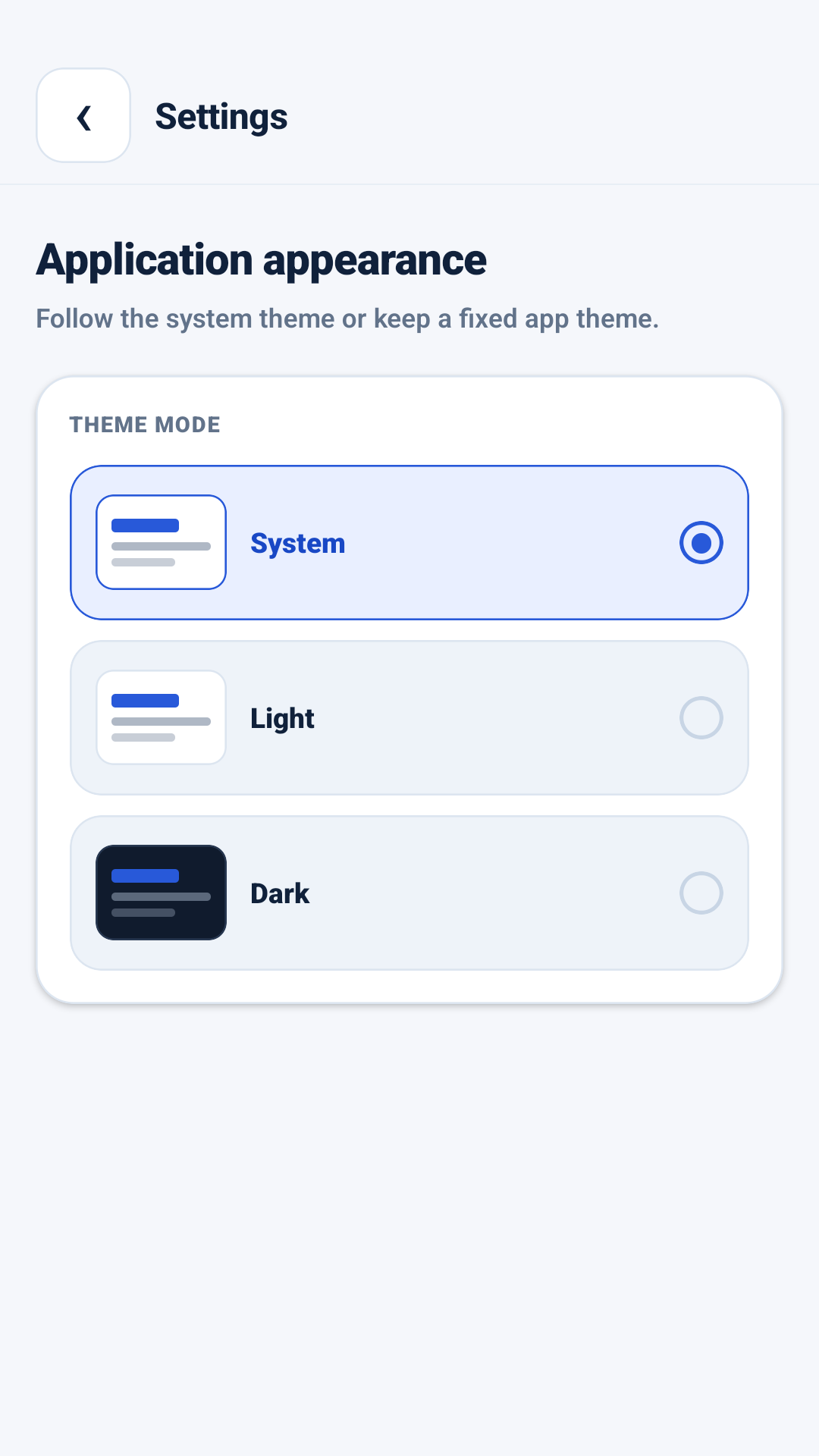 AppMetrica Viewer-temaindstillinger